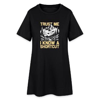 I know a shortcut Hiking Mountains Mountaineering - Women’s T-Shirt Dress - black - Front