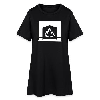 Kamin Flamme weiß Geschenk - Frauen T-Shirt-Kleid - Schwarz - Vorne