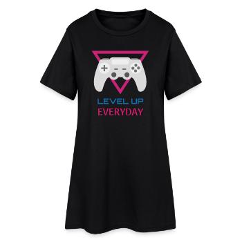 Level Up Everyday Gamer - Frauen T-Shirt-Kleid - Schwarz - Vorne