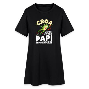 Croa Veut Dire Je T'aime Papi Grenouille - Robe T-shirt Femme - noir - Devant
