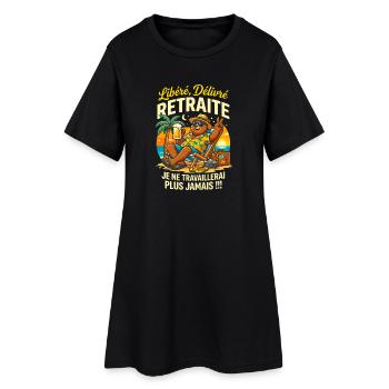Ours Retraite Vacances Je Ne Travaillerai Plus - Robe T-shirt Femme - noir - Devant