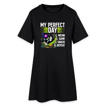 Gamer Gaming Cat Video Game - Women’s T-Shirt Dress - black - Front
