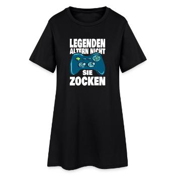 Legenden Zocken - Frauen T-Shirt-Kleid - Schwarz - Vorne