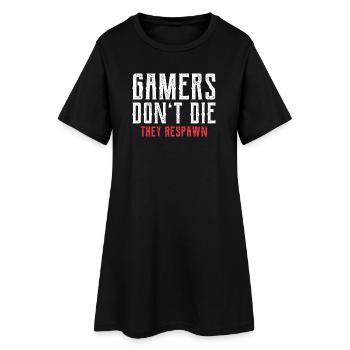 Gamers Respawn - Frauen T-Shirt-Kleid - Schwarz - Vorne