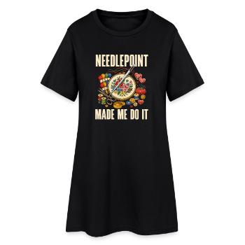 Lustiges Nadelspitzen-bastelhobby - Frauen T-Shirt-Kleid - Schwarz - Vorne