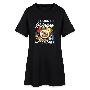 Lustiges Nadelspitzen-bastelhobby - Frauen T-Shirt-Kleid - Schwarz - Vorne