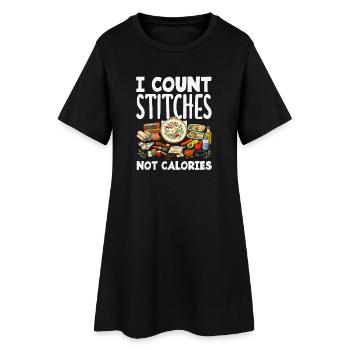 Lustiges Nadelspitzen-bastelhobby - Frauen T-Shirt-Kleid - Schwarz - Vorne