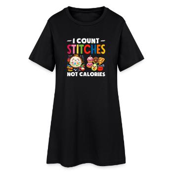 Lustiges Nadelspitzen-bastelhobby - Frauen T-Shirt-Kleid - Schwarz - Vorne