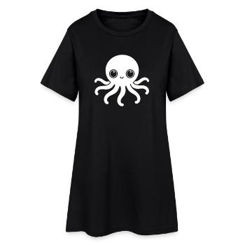 Süßer Oktopus One Line Kawaii Motiv - Frauen T-Shirt-Kleid - Schwarz - Vorne