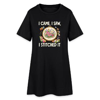Lustiges Nadelspitzen-bastelhobby - Frauen T-Shirt-Kleid - Schwarz - Vorne