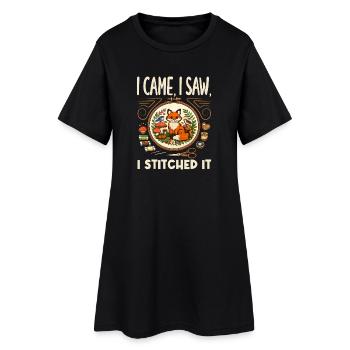 Lustiges Nadelspitzen-bastelhobby - Frauen T-Shirt-Kleid - Schwarz - Vorne