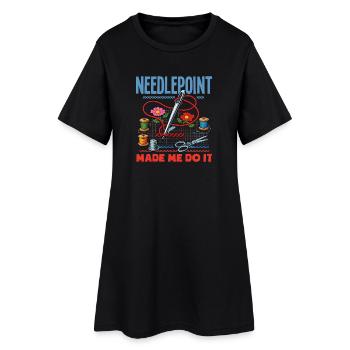 Lustiges Nadelspitzen-bastelhobby - Frauen T-Shirt-Kleid - Schwarz - Vorne