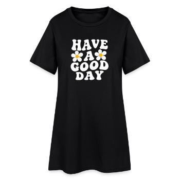 Have a Good Day Daisy Motif - Women’s T-Shirt Dress - black - Front