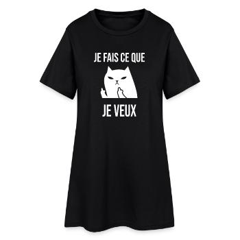 Chat Rebelle Je Fais Ce Que Je veux - Robe T-shirt Femme - noir - Devant