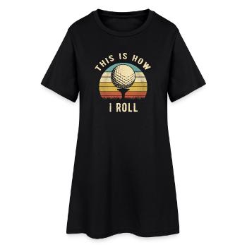 Golf Retro So rolle ich lustiges Golfer-Geschenk - Frauen T-Shirt-Kleid - Schwarz - Vorne