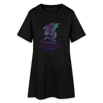 Dragon Love: Girl Motif - Women’s T-Shirt Dress - black - Front