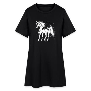 White Splash Horse Silhouette - Frauen T-Shirt-Kleid - Schwarz - Vorne