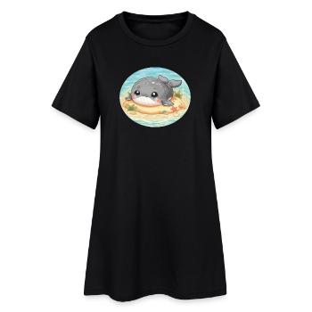 Wal auf Sandbank im Meer - Frauen T-Shirt-Kleid - Schwarz - Vorne