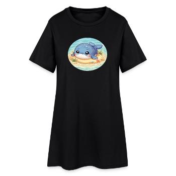 Wal auf Sandbank im Meer - Frauen T-Shirt-Kleid - Schwarz - Vorne