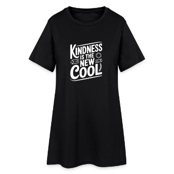 Freundlichkeit ist die neue Coolness - Frauen T-Shirt-Kleid - Schwarz - Vorne