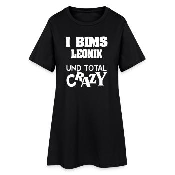Leonik als Crazy - Frauen T-Shirt-Kleid - Schwarz - Vorne