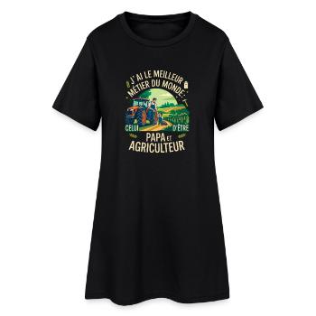 Papa Et Agriculteur Meilleur Métier Du Monde - Robe T-shirt Femme - noir - Devant