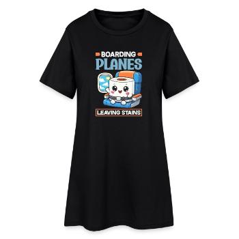 Das Einsteigen In Flugzeuge lustig - Frauen T-Shirt-Kleid - Schwarz - Vorne
