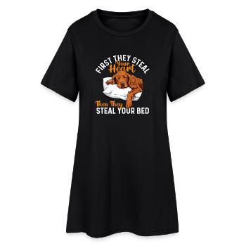 Zuerst stehlen sie dein Herz – Irischer Zuspielerhund Papa - Frauen T-Shirt-Kleid - Schwarz - Vorne