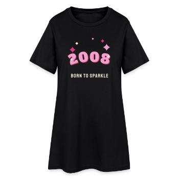 2008 Born to Sparkle Jahrgang 18. Geburtstag - Frauen T-Shirt-Kleid - Schwarz - Vorne