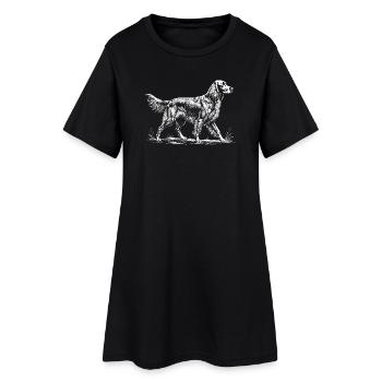 Handgezeichneter irischer Zuspieler – Roter Zuspieler Hund Mama Papa - Frauen T-Shirt-Kleid - Schwarz - Vorne