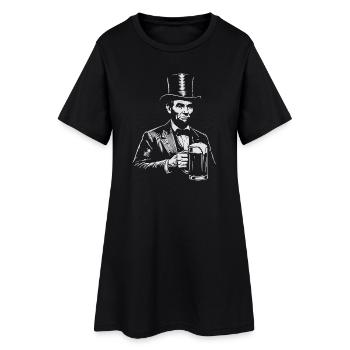 Abraham Lincoln trinkt Bier - Frauen T-Shirt-Kleid - Schwarz - Vorne