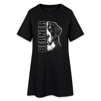 Bernese Mountain Dog Portrait with Lettering - Women’s T-Shirt Dress - black - Front
