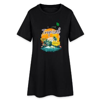 Tropische Inselschwingungen - Frauen T-Shirt-Kleid - Schwarz - Vorne