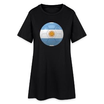 LE DRAPEAU DE L’ARGENTINE SUR UN BALLON DE FOOTBALL - Robe T-shirt Femme - noir - Devant
