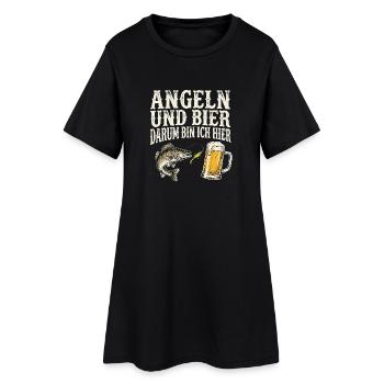 Zander Angeln Und Bier - Frauen T-Shirt-Kleid - Schwarz - Vorne