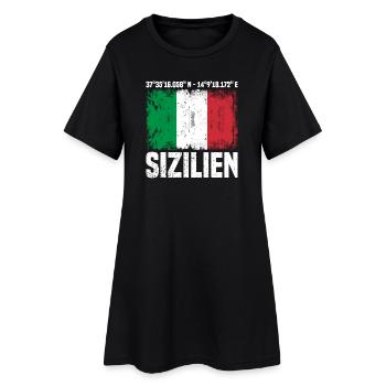Sizilien Koordinaten - Frauen T-Shirt-Kleid - Schwarz - Vorne