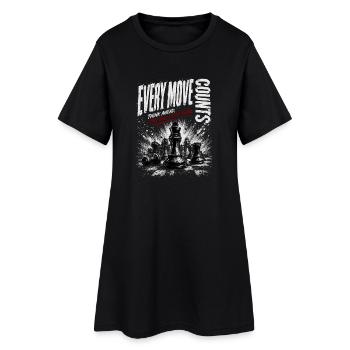 Jede Bewegung Zählt: Schach Grunge - Frauen T-Shirt-Kleid - Schwarz - Vorne
