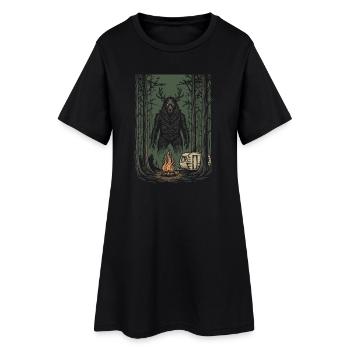 Wandern – Outdoor-Abenteuer – Du bist nicht allein - Frauen T-Shirt-Kleid - Schwarz - Vorne