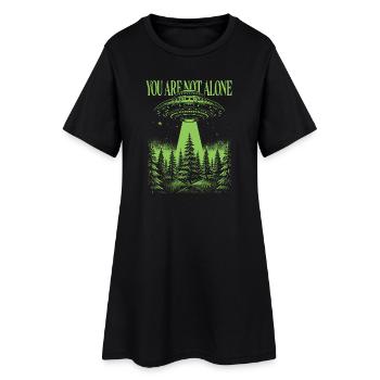 Wandern – Du bist nicht allein – Alien - Frauen T-Shirt-Kleid - Schwarz - Vorne