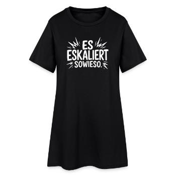 Es eskaliert sowieso - Frauen T-Shirt-Kleid - Schwarz - Vorne