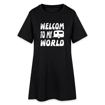 Camping - Frauen T-Shirt-Kleid - Schwarz - Vorne