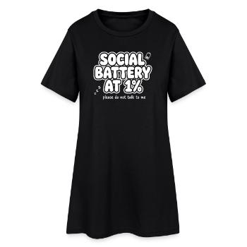 Social Battery at One Percent - Frauen T-Shirt-Kleid - Schwarz - Vorne