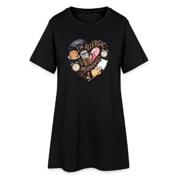Coffee I'm Allergic To Mornings - Frauen T-Shirt-Kleid - Schwarz - Vorne