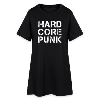 Hardcore Punk Distressed Typografie - Frauen T-Shirt-Kleid - Schwarz - Vorne