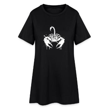 Skorpion-Tinte spritzt weiß - Frauen T-Shirt-Kleid - Schwarz - Vorne