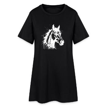 Tête de Cheval Paint Splash Blanc - Robe T-shirt Femme - noir - Devant