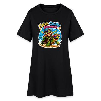 Urlaubs Vibes - Frauen T-Shirt-Kleid - Schwarz - Vorne