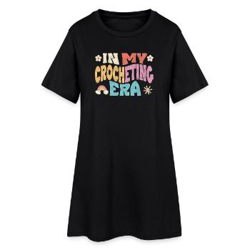 In my Crocheting Era - Frauen T-Shirt-Kleid - Schwarz - Vorne