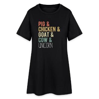 Pig Chicken Goat Cow Unicorn Funny Farm - Women’s T-Shirt Dress - black - Front