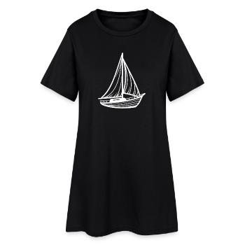 Minimalistisches klassisches Segelboot - Frauen T-Shirt-Kleid - Schwarz - Vorne